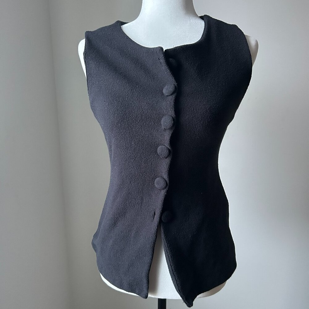 ZARA Black Sleeveless Button Front Knit Top – Size M